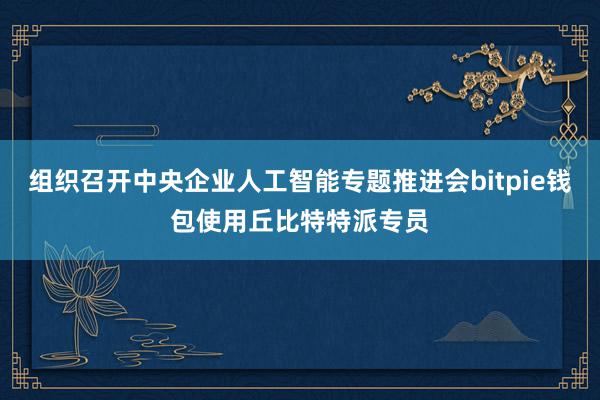 组织召开中央企业人工智能专题推进会bitpie钱包使用丘比特特派专员