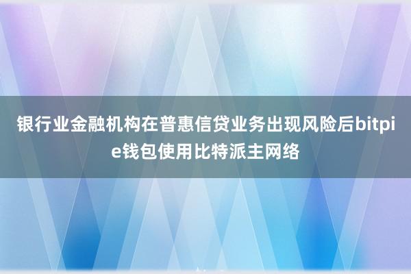 银行业金融机构在普惠信贷业务出现风险后bitpie钱包使用比特派主网络