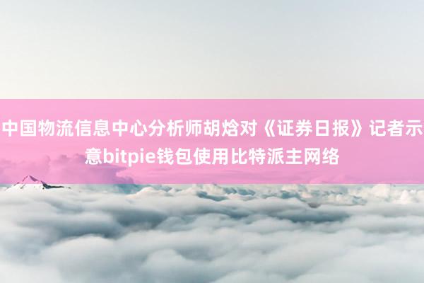 中国物流信息中心分析师胡焓对《证券日报》记者示意bitpie钱包使用比特派主网络