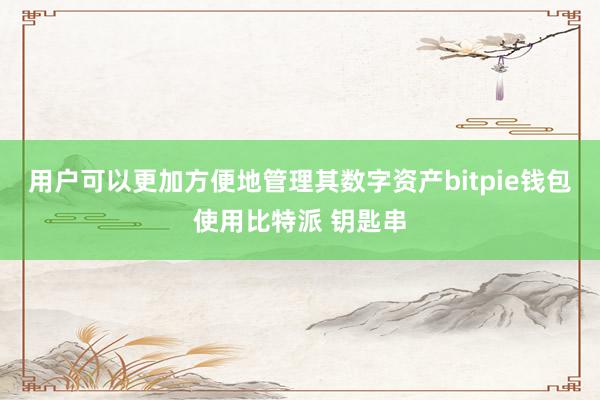 用户可以更加方便地管理其数字资产bitpie钱包使用比特派 钥匙串