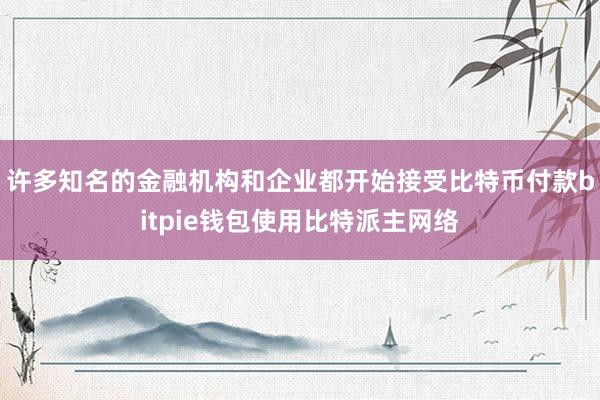 许多知名的金融机构和企业都开始接受比特币付款bitpie钱包使用比特派主网络