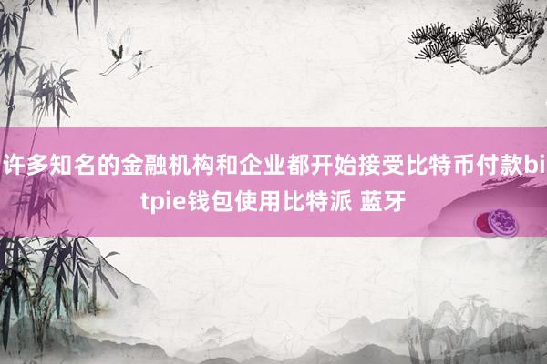 许多知名的金融机构和企业都开始接受比特币付款bitpie钱包使用比特派 蓝牙