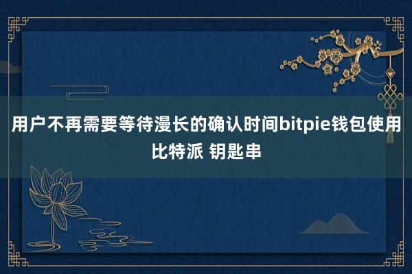 用户不再需要等待漫长的确认时间bitpie钱包使用比特派 钥匙串