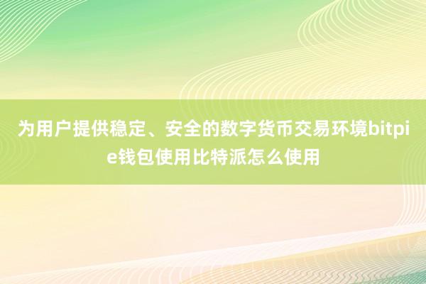 为用户提供稳定、安全的数字货币交易环境bitpie钱包使用比特派怎么使用