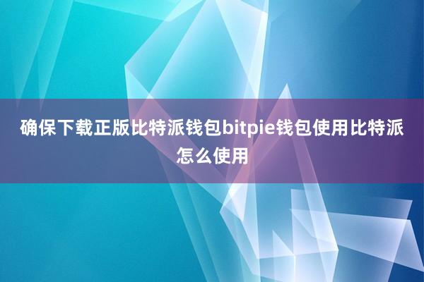 确保下载正版比特派钱包bitpie钱包使用比特派怎么使用