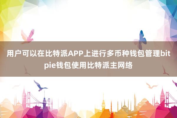 用户可以在比特派APP上进行多币种钱包管理bitpie钱包使用比特派主网络