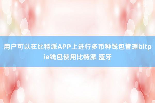 用户可以在比特派APP上进行多币种钱包管理bitpie钱包使用比特派 蓝牙