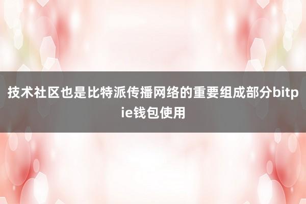 技术社区也是比特派传播网络的重要组成部分bitpie钱包使用