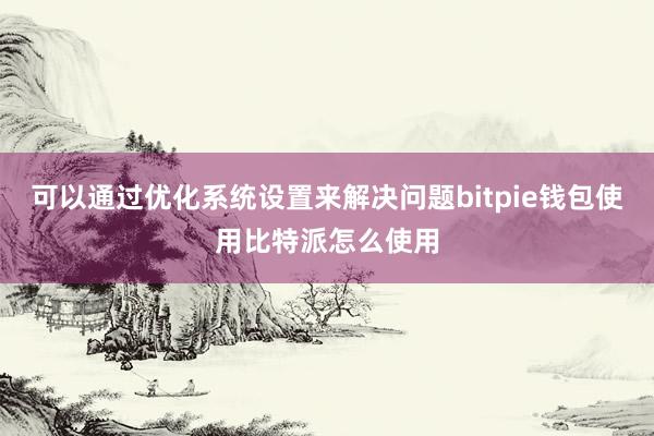 可以通过优化系统设置来解决问题bitpie钱包使用比特派怎么使用