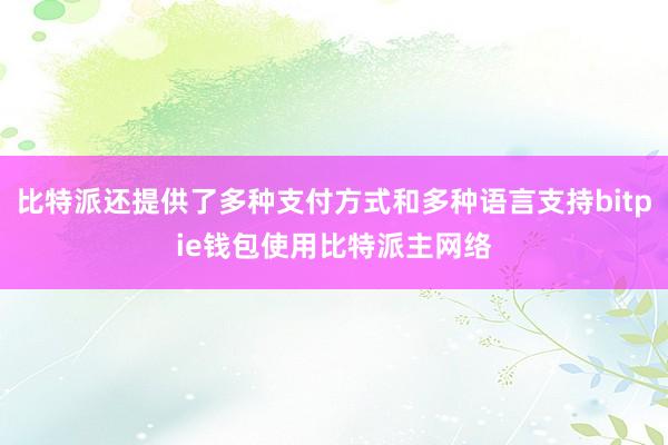 比特派还提供了多种支付方式和多种语言支持bitpie钱包使用比特派主网络