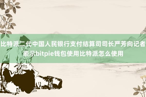 比特派二代中国人民银行支付结算司司长严芳向记者表示bitpie钱包使用比特派怎么使用