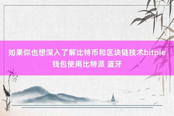 如果你也想深入了解比特币和区块链技术bitpie钱包使用比特派 蓝牙