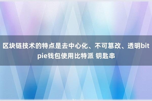 区块链技术的特点是去中心化、不可篡改、透明bitpie钱包使用比特派 钥匙串